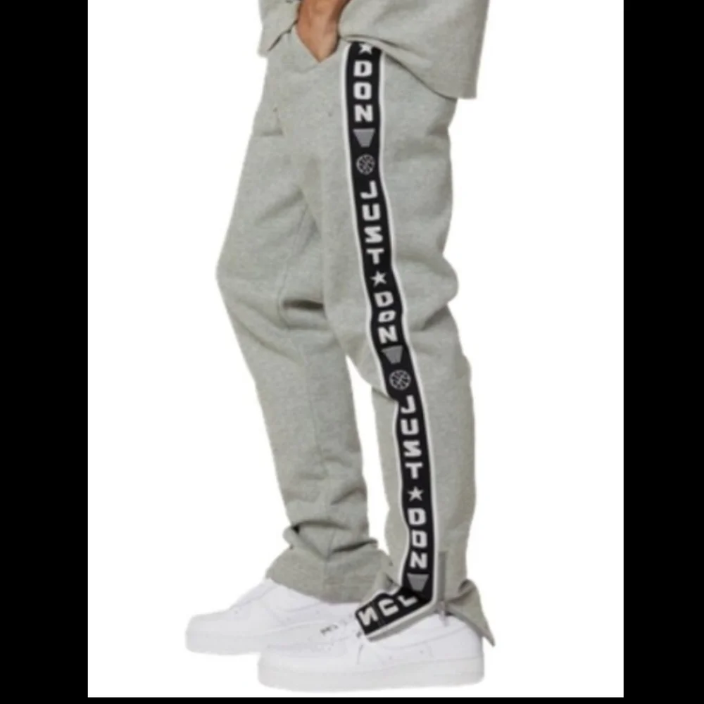 JUST DON All City Gray Side Stripe Spell-Out Sweatpants Men's Medium | 31x31